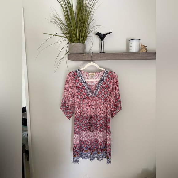 Davina Dresses & Skirts - Boho Print Tunic Dress in Red